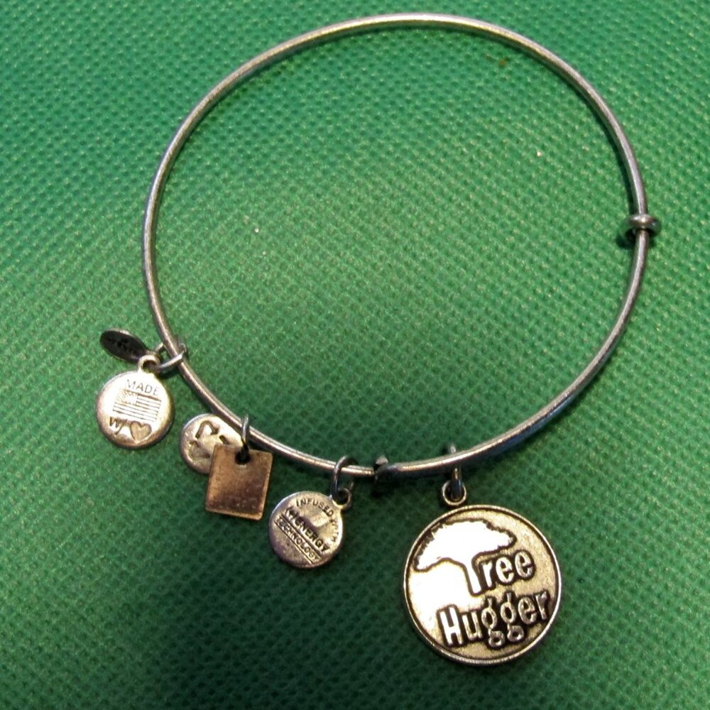 Alex and Ani 2012 Tree Hugger Charm Bangle Bracelet Rafaelian Silver